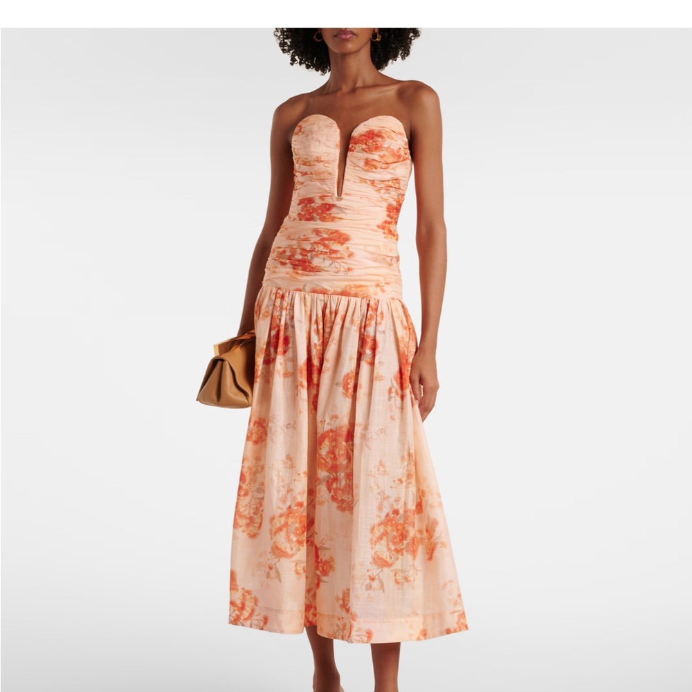 Zimmermann Cascadian floral strapless midi dress